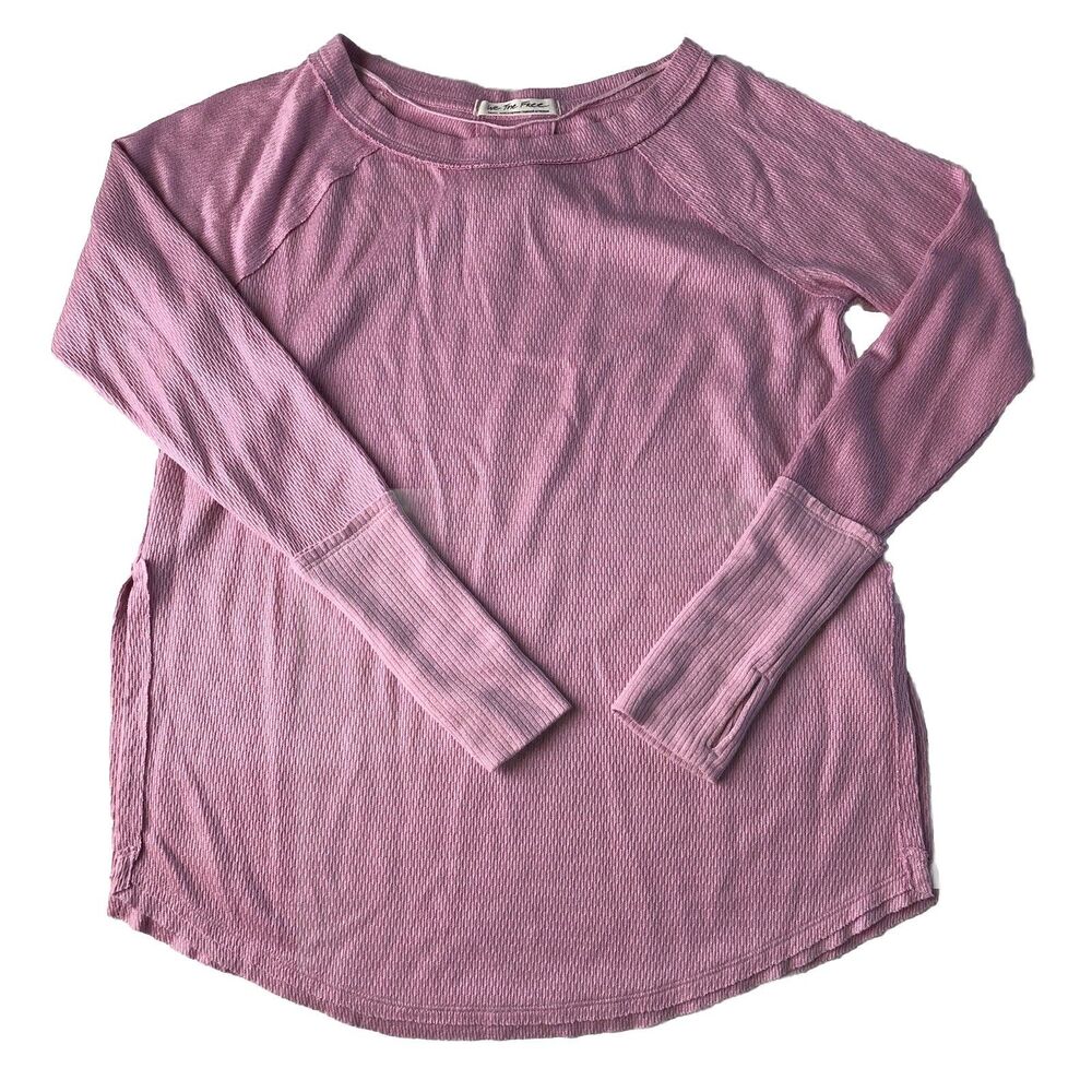 We The Free  Women’s Thermal Thumb hole Sleeve Split Hem Dusty Rose Pink Lilac S